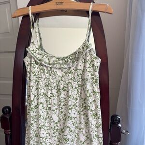 Green floral babydoll mini dress